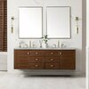 James Martin Vanities Amberly 72in Double Vanity, Mid-Century Walnut w/ 3 CM Carrara Marble Top 670-V72-WLT-3CAR